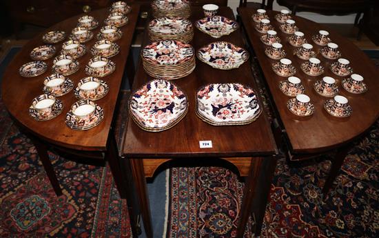 A George III mahogany D end extending dining table, Extended 9ft x 4ft H.2ft 3in.